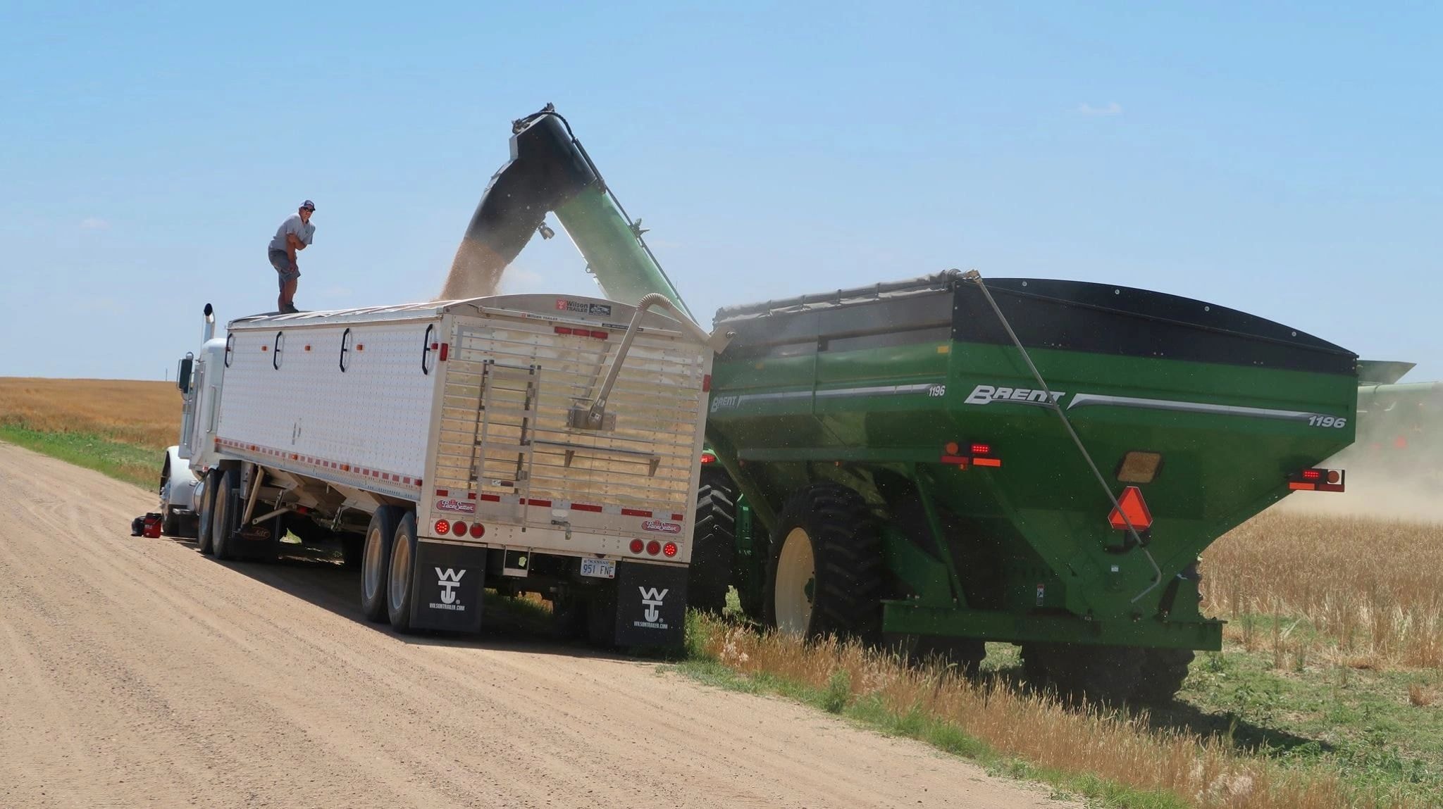 Southwest Family Farms grain cart unloading