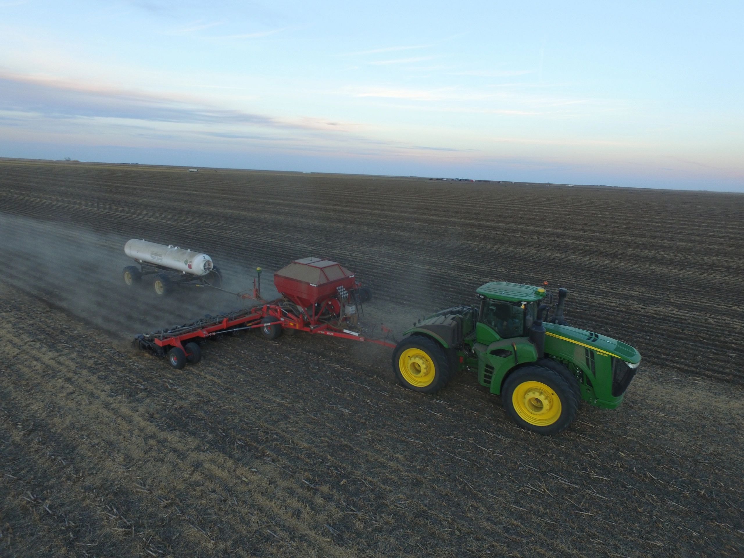 Aerial view of precisely managed crop fields